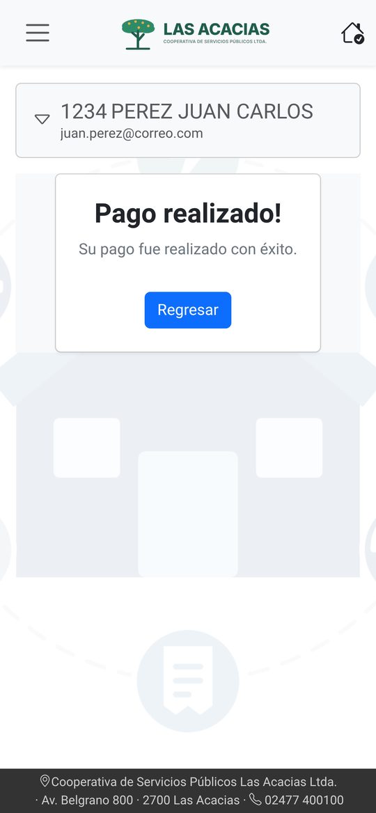 Pantalla Pago realizado